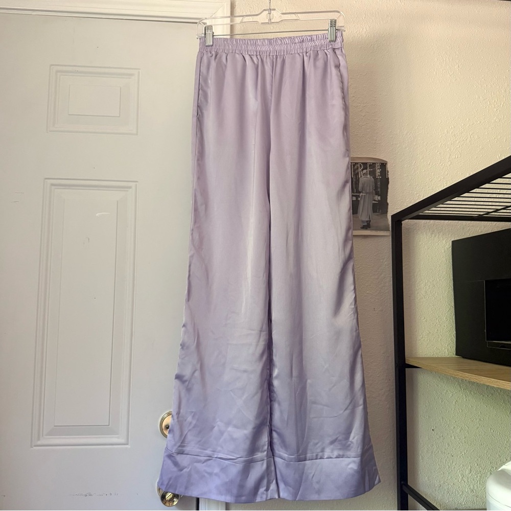 NWT APPARIS lilac lavender purple wide leg‎ elastic pull on cropped pants